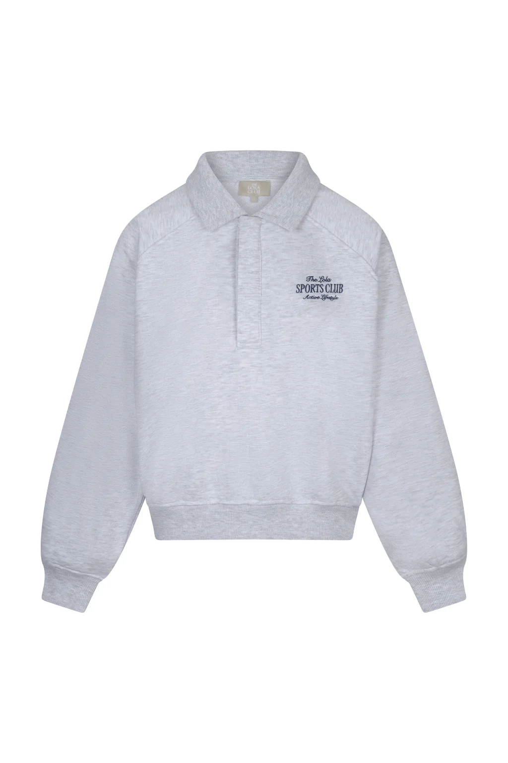 The Lola Club Alix Polo Sweater | Light Grey Melange - Afbeelding 4