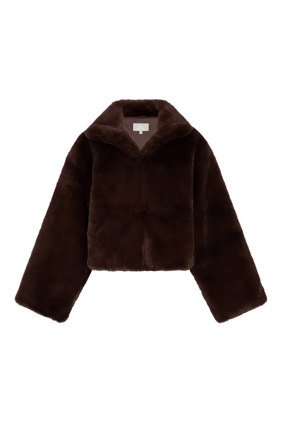The Lola Club  Bobbie Faux Fur Jacket | Espresso - Afbeelding 4