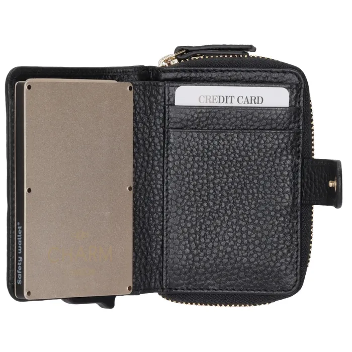 Charm London Washington Creditcard etui Zwart met rits - Afbeelding 2