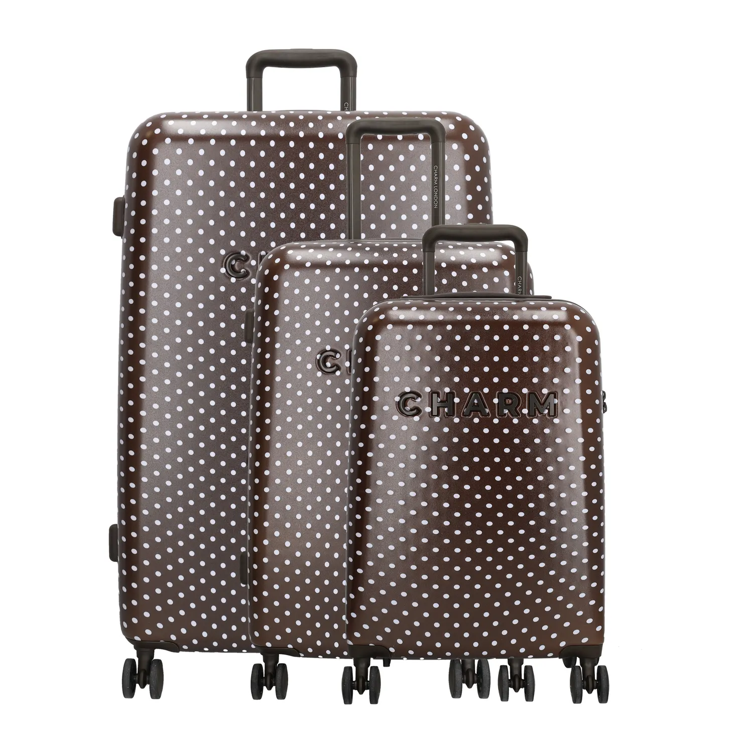 Charm London Capetown Koffer Stippen Bruin/Wit