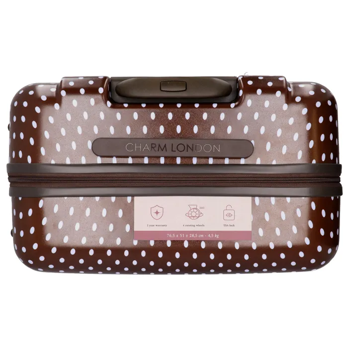Charm London Capetown Koffer Stippen Bruin/Wit - Afbeelding 4