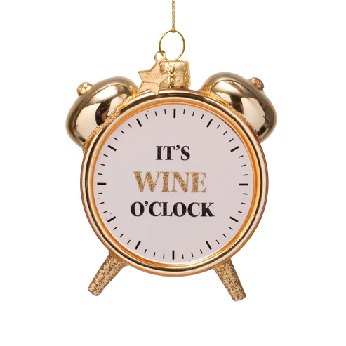 Vondels Ornament glass shiny gold wine o'clock alarm