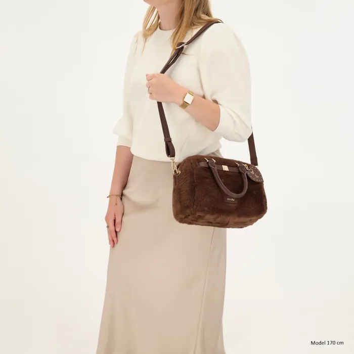 Charm London Stockholm Handtas Faux Fur Donkerbruin - Afbeelding 2