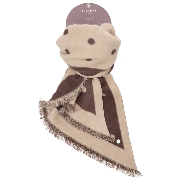 Charm London Winter Must-Haves Sjaal Stip Bruin - Afbeelding 4