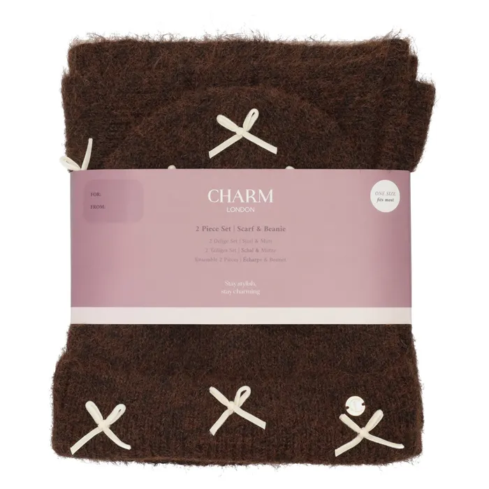 Charm London Winter Must-Haves Set muts & sjaal Onesize Strikjes - Afbeelding 4