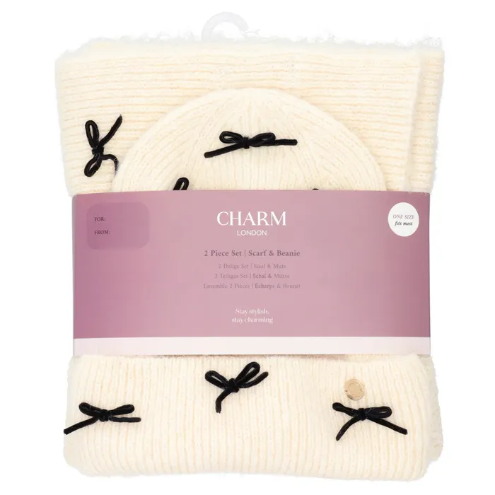 Charm London Winter Must-Haves Set muts & sjaal Onesize Strikjes - Afbeelding 6