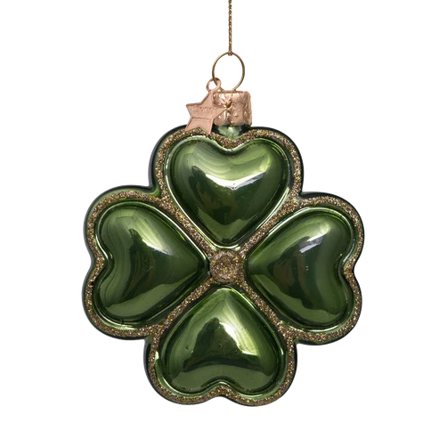 Vondels Ornament glass green opal clover