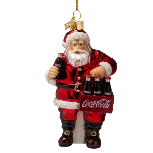 Vondels Ornament glass Coca Cola Santa Claus with bottles 