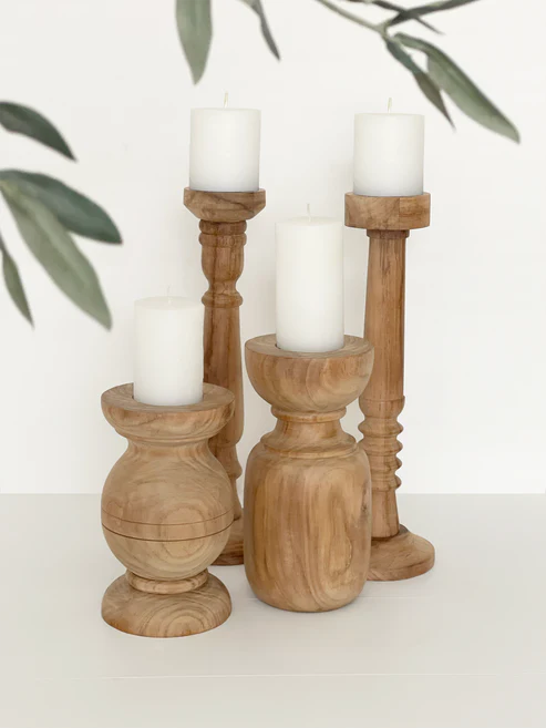 Moods Kandelaar massief Eiken hoog ribbel - Afbeelding 2