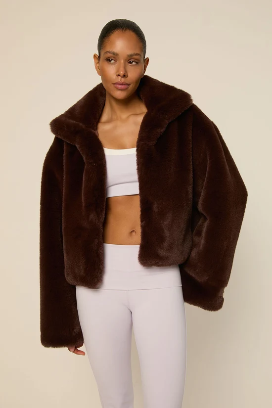 The Lola Club  Bobbie Faux Fur Jacket | Espresso - Afbeelding 3