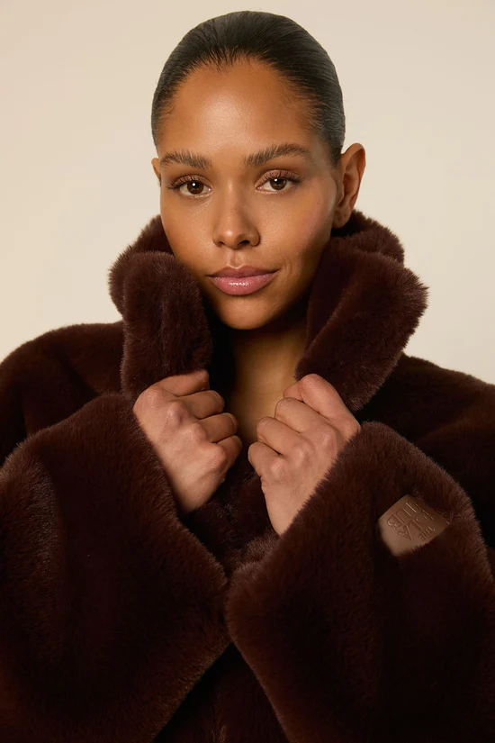 The Lola Club  Bobbie Faux Fur Jacket | Espresso - Afbeelding 2