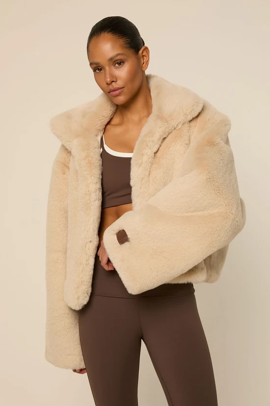 The Lola Club  Bobbie Faux Fur Jacket | Oatmilk