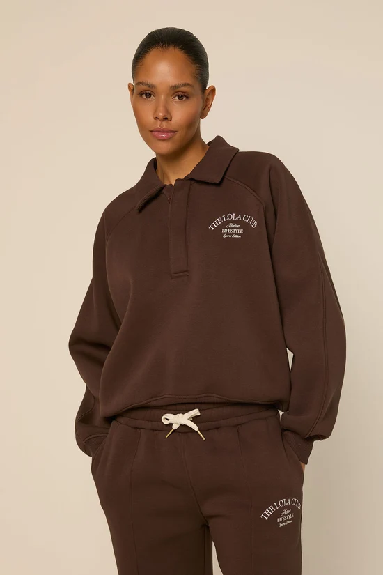 The Lola Club  Ebony Polo Sweater | Espresso - Afbeelding 3