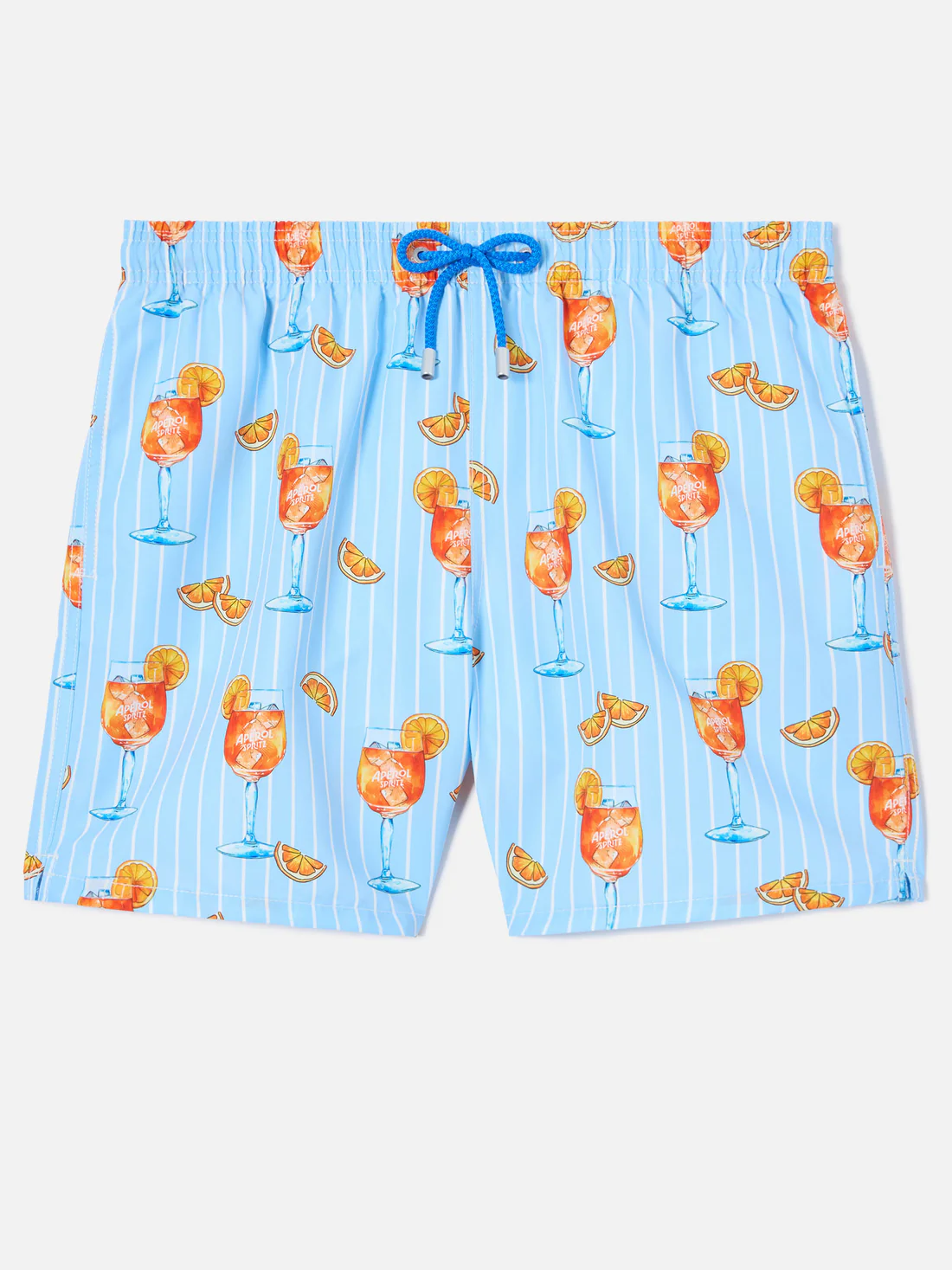 Saint Barth MC2 Gustavia striped swim shorts with cocktail print | Special Edition