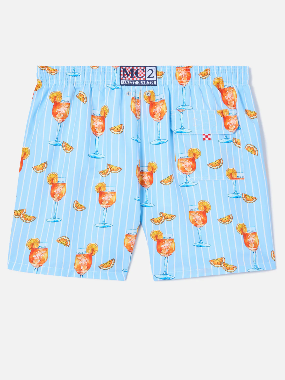 Saint Barth MC2 Gustavia striped swim shorts with cocktail print | Special Edition - Afbeelding 2