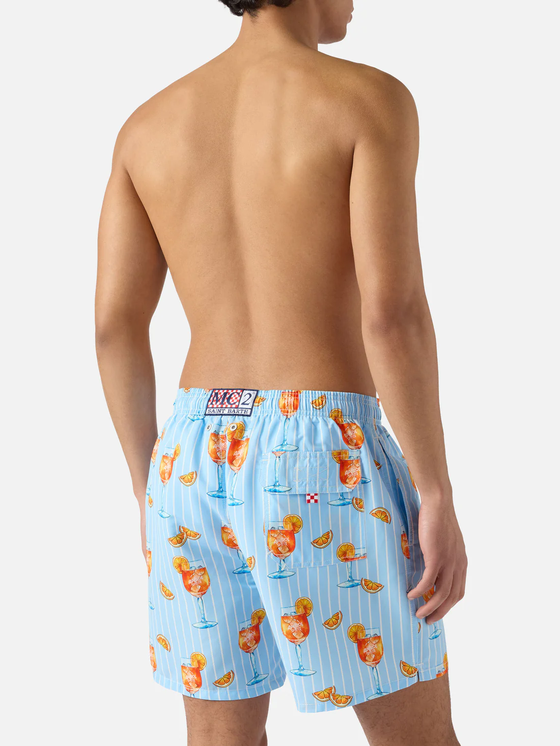 Saint Barth MC2 Gustavia striped swim shorts with cocktail print | Special Edition - Afbeelding 5