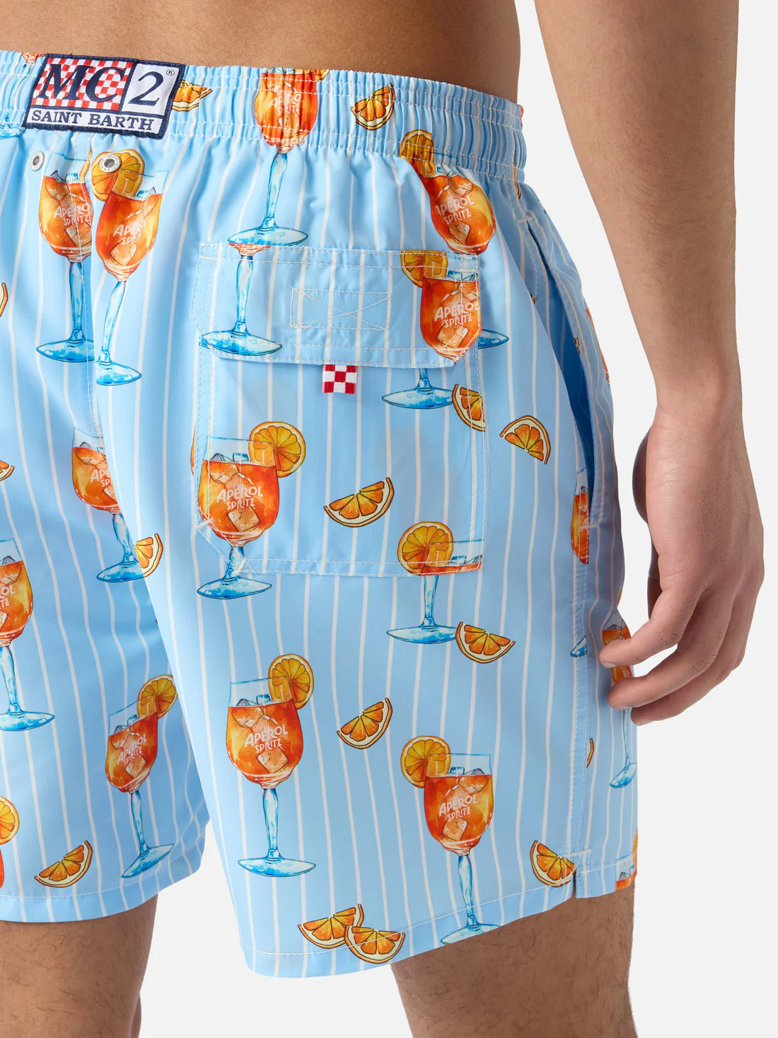 Saint Barth MC2 Gustavia striped swim shorts with cocktail print | Special Edition - Afbeelding 6