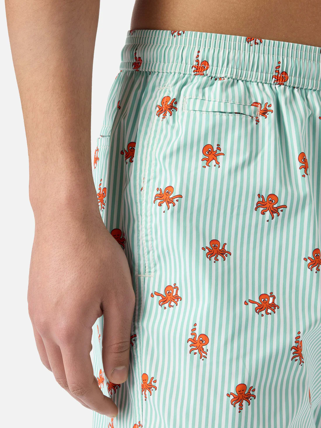 Saint Barth MC2 Green striped swim shorts with all-over octopus print - Afbeelding 4