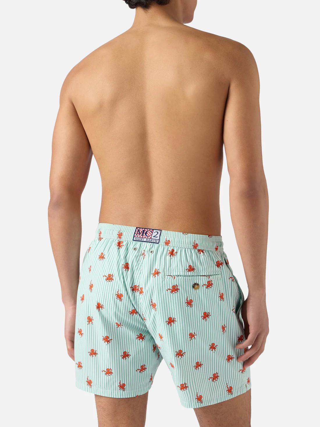 Saint Barth MC2 Green striped swim shorts with all-over octopus print - Afbeelding 5