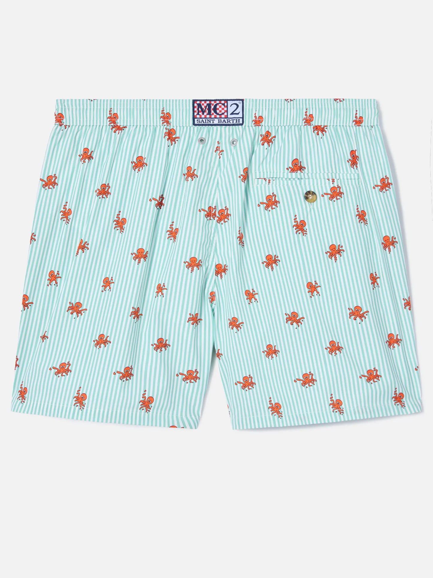 Saint Barth MC2 Green striped swim shorts with all-over octopus print - Afbeelding 2
