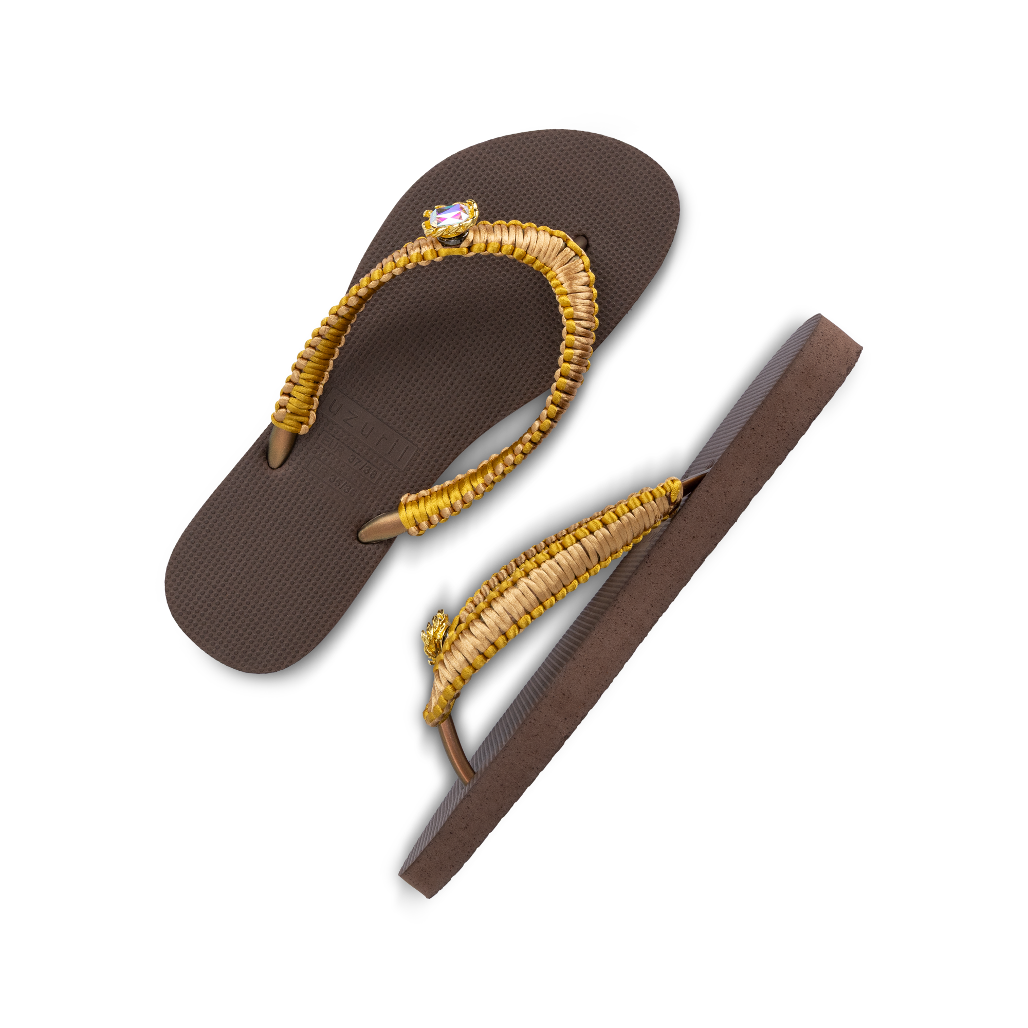 Uzurii Slippers Taupe Macrame Switch - Koffie - Afbeelding 5