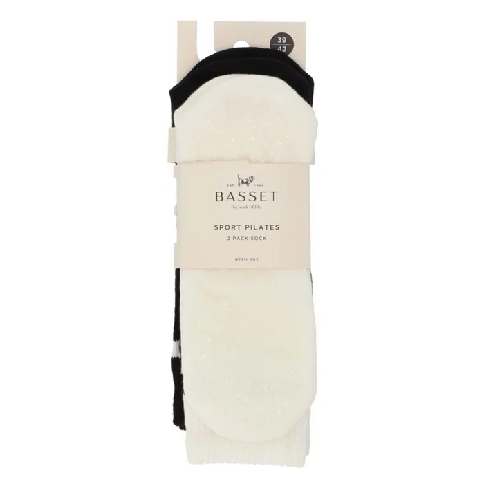 Basset dames sport 2-pack pilates sokken zwart & wit - Afbeelding 1