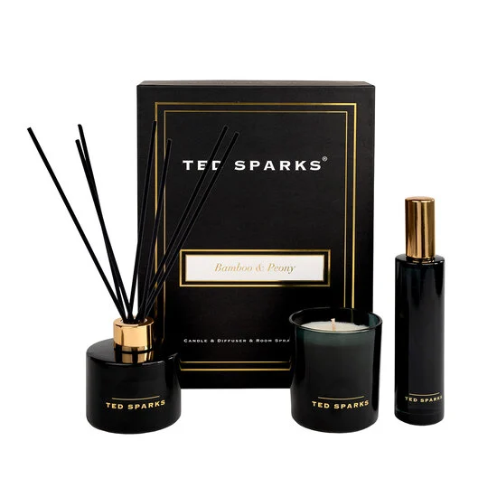 Ted Sparks Candle, diffuser & roomspray gift set  Bamboo & Peony 