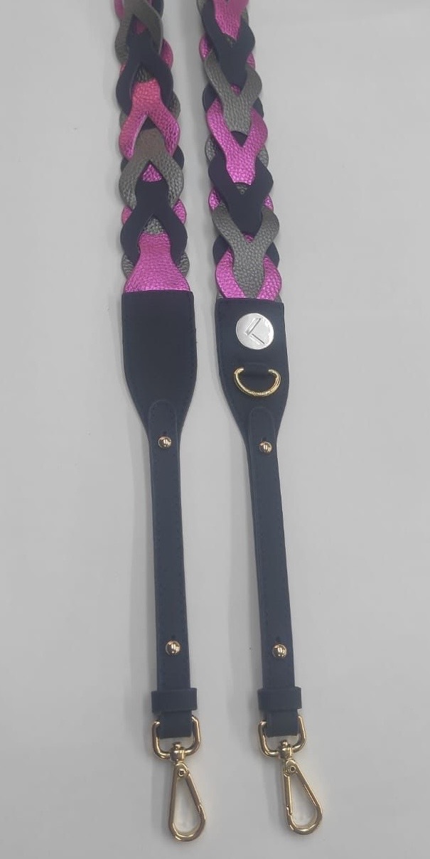 Kascha Wave Cord dark blue & fandango pink & gun me 4 cm