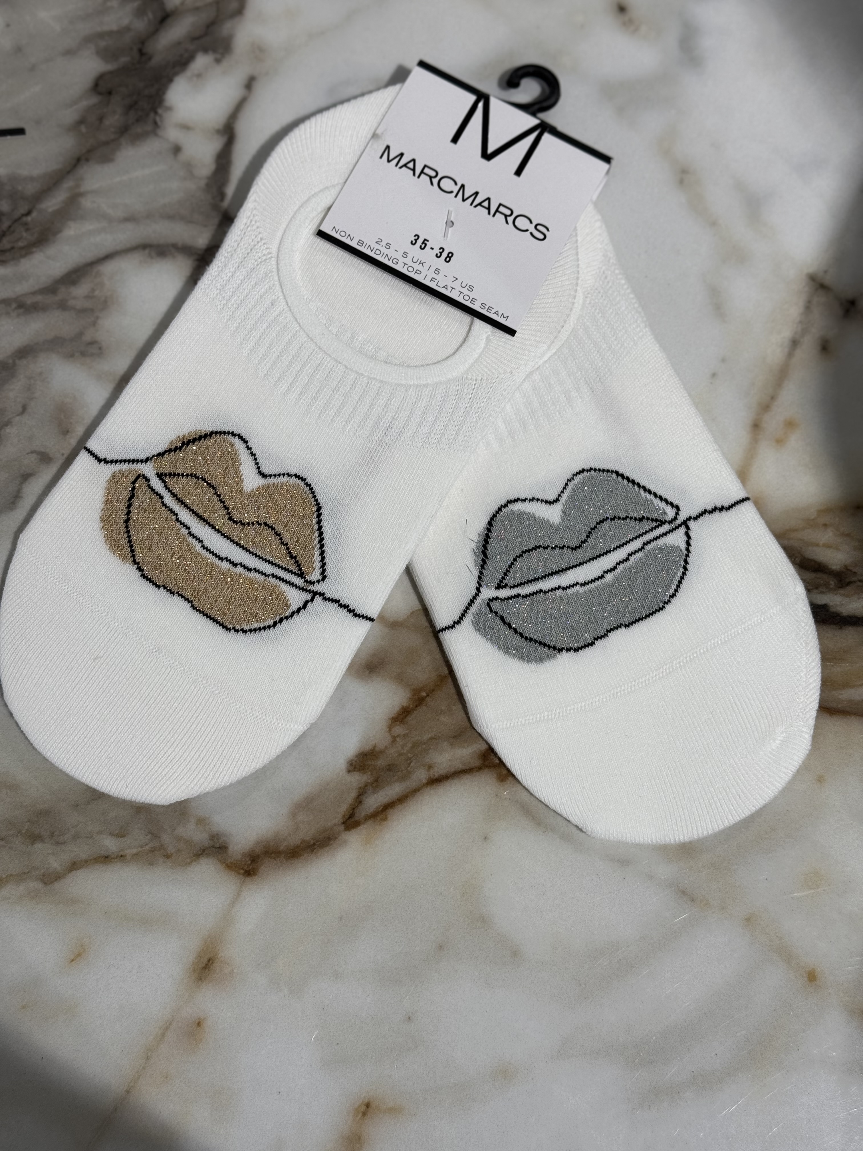 MarcMarcs sneakersokken lipjes goud/silver