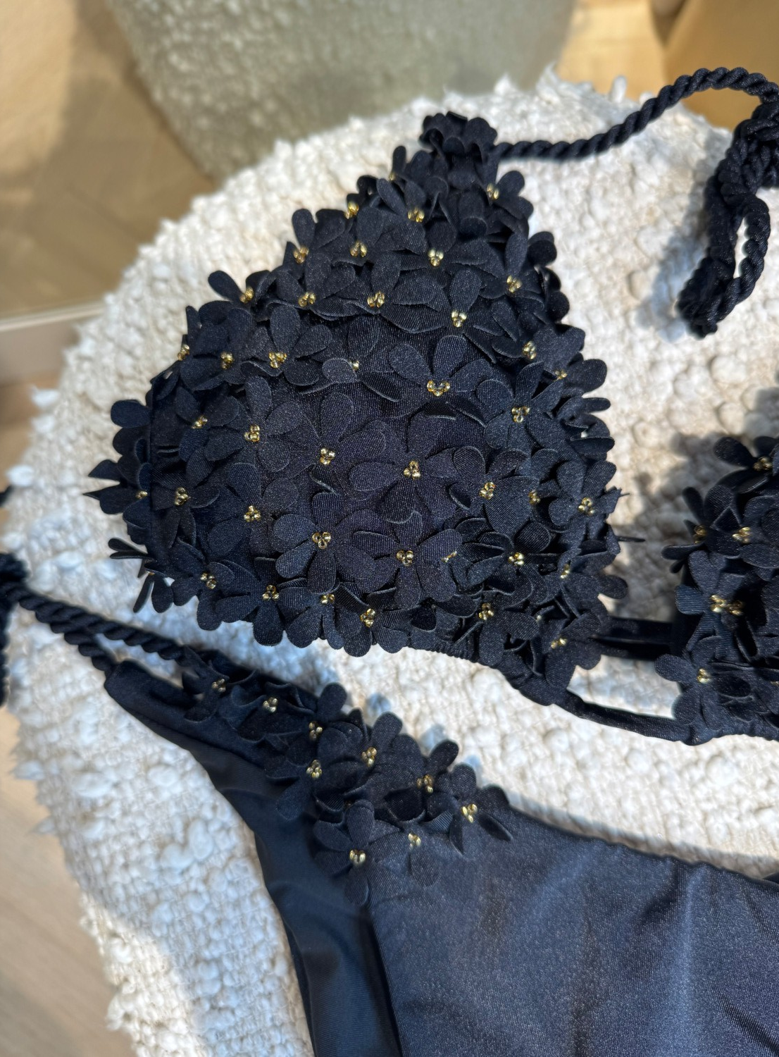 strewnmt Bikini met bloemen detail Zwart