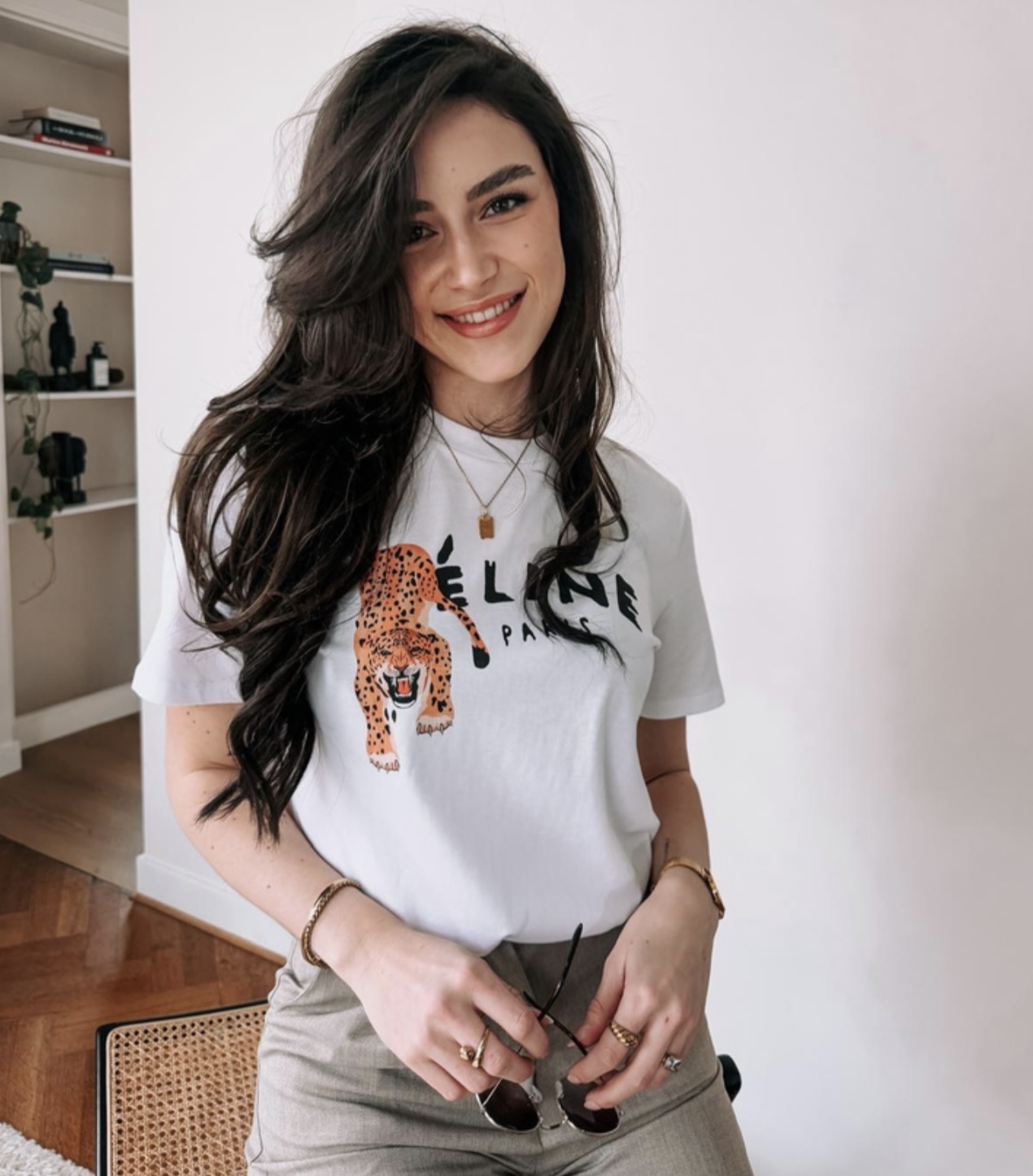 IMG_8225 T-shirt met Éline panter print wit