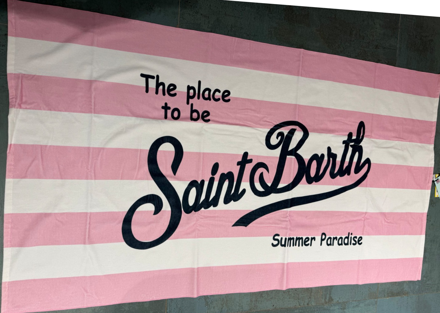 Saint Barth handdoek breed gestreept roze