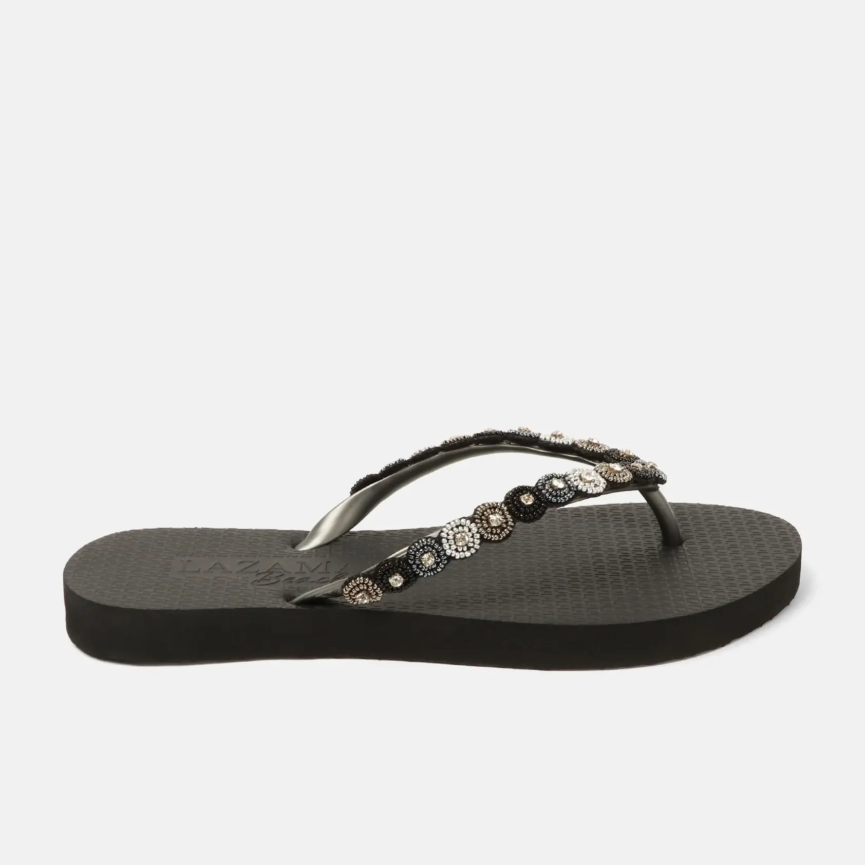 Lazamani Slippers Black Glitter Steen
