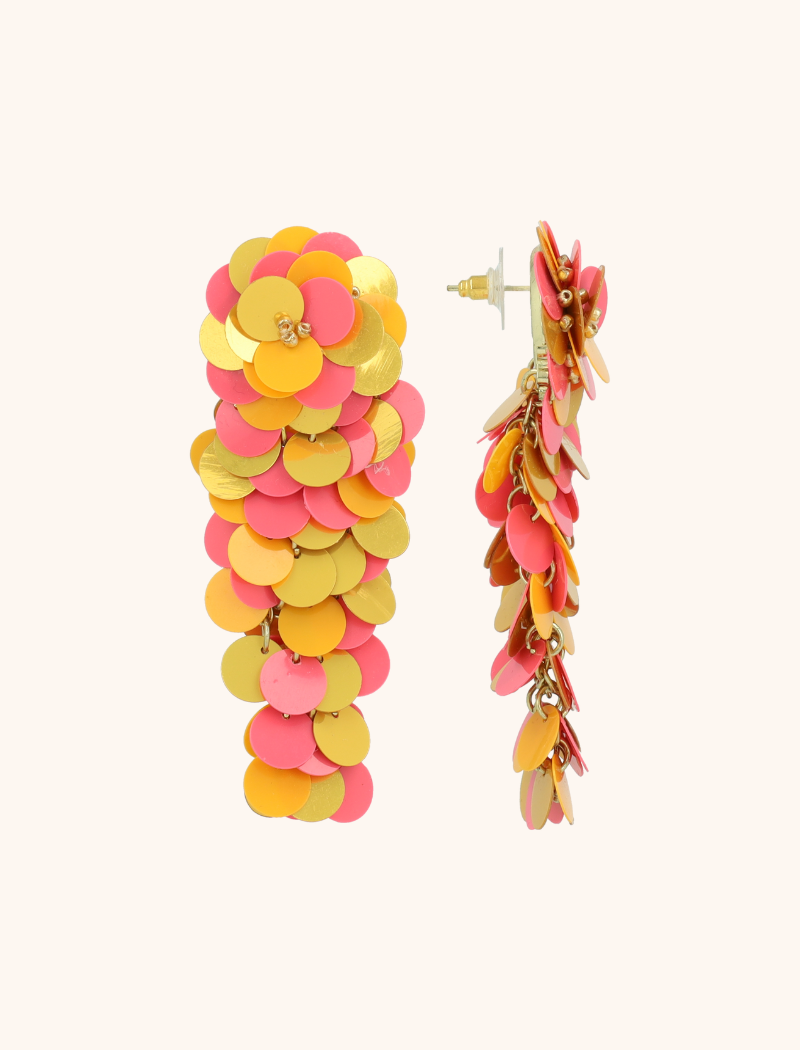 Lott Gioielli Oranje Oorbellen Linde Sequin Flower Waterfall L