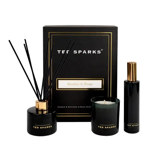Ted Sparks Candle, diffuser & roomspray gift set  Bamboo & Peony