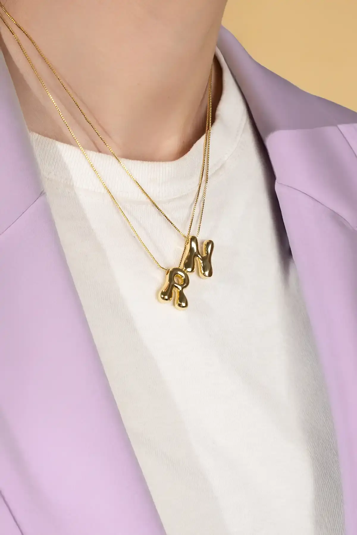 LOT0391_2000x2000 Lott Gioielli Gouden Cartoon Initiaal Ketting - Verstelbaar