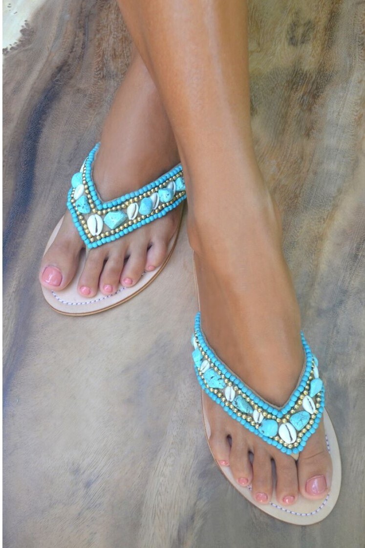 Thong-Laguna-Turquoise Slippers