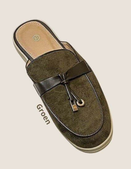 Loafers leren detail effen