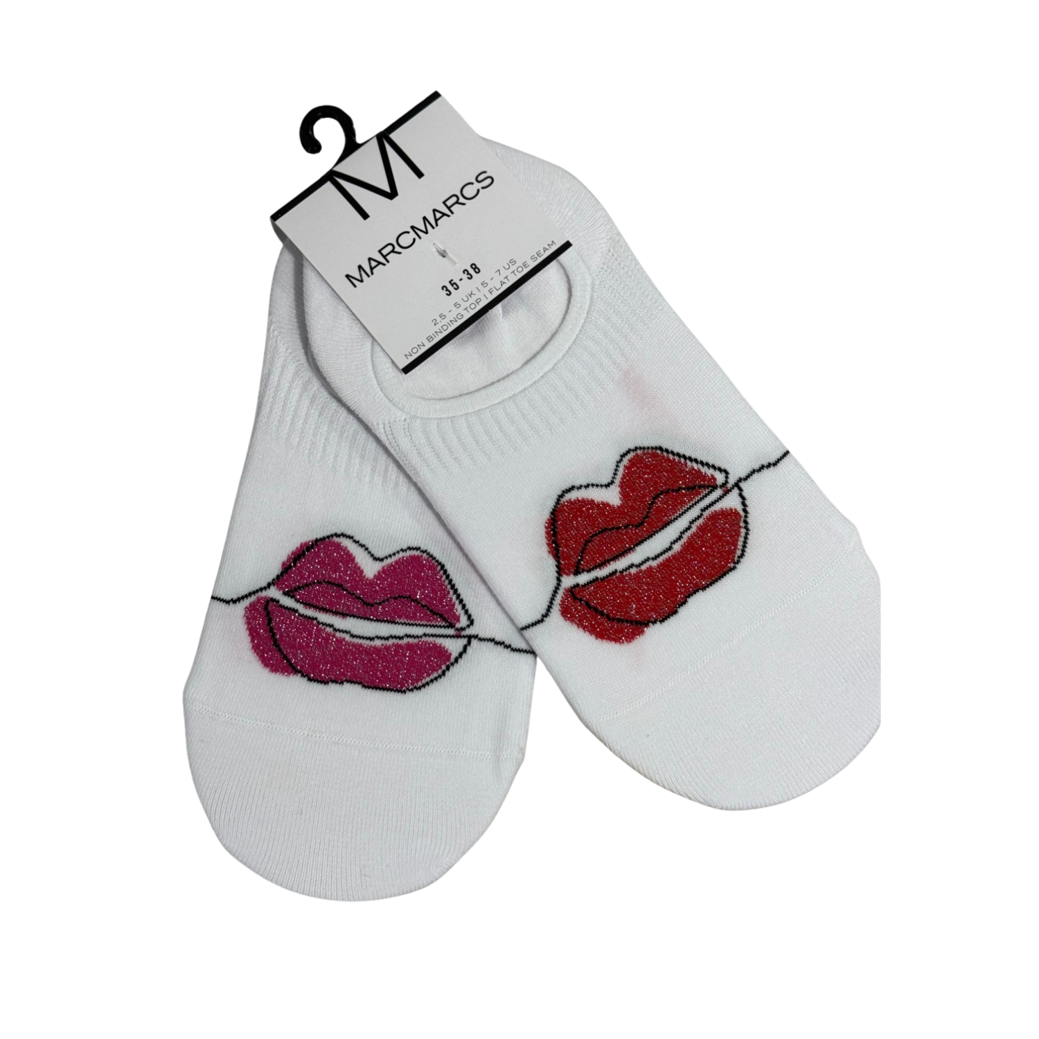 MarcMarcs sneakersokken lipjes rood/roze