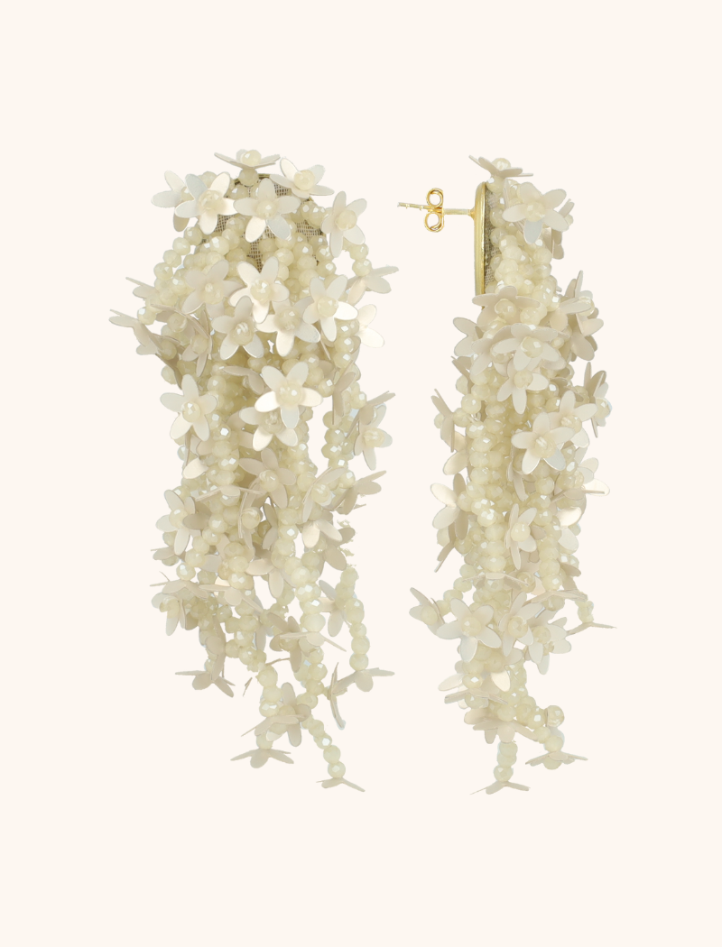 Lott Gioielli Beige Oorbellen Lilly Flower String L