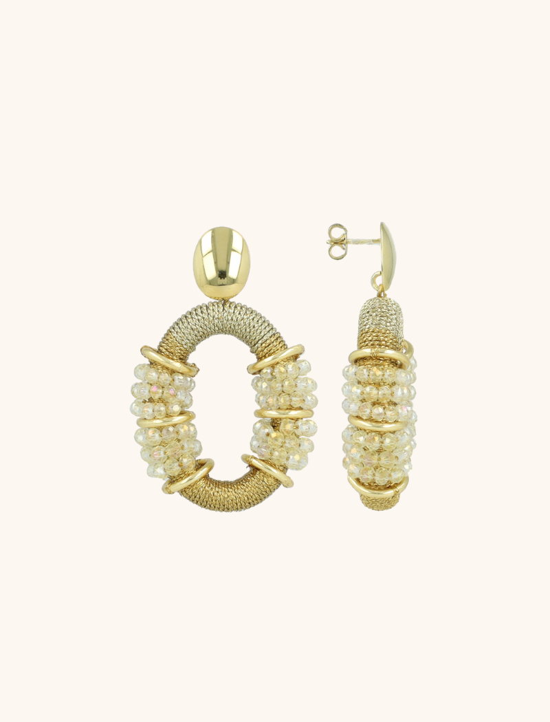 Lott Gioielli Goudkleurige Oorbellen Elle Combi Oval Deluxe M