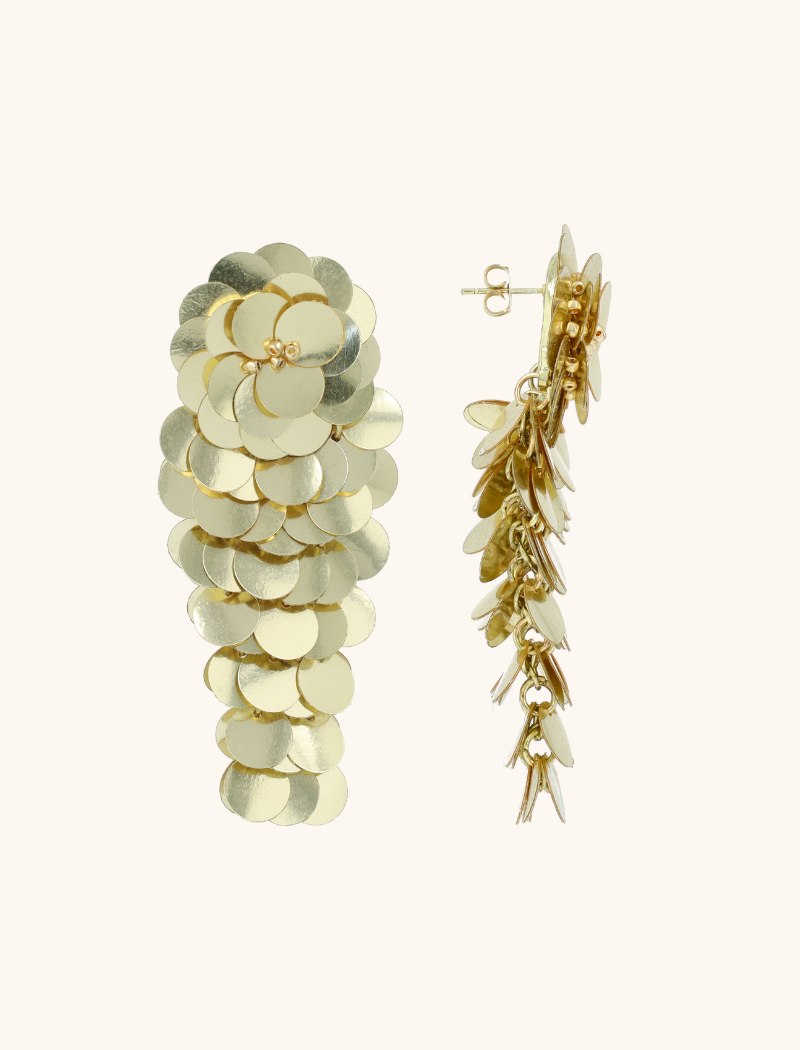Lott Gioielli Gouden Sequin Oorbellen Waterfall L