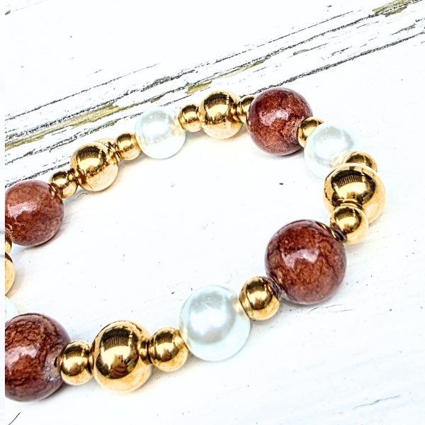 Kralenarmband-golden-earth-1 Label Six Kralenarmband golden earth