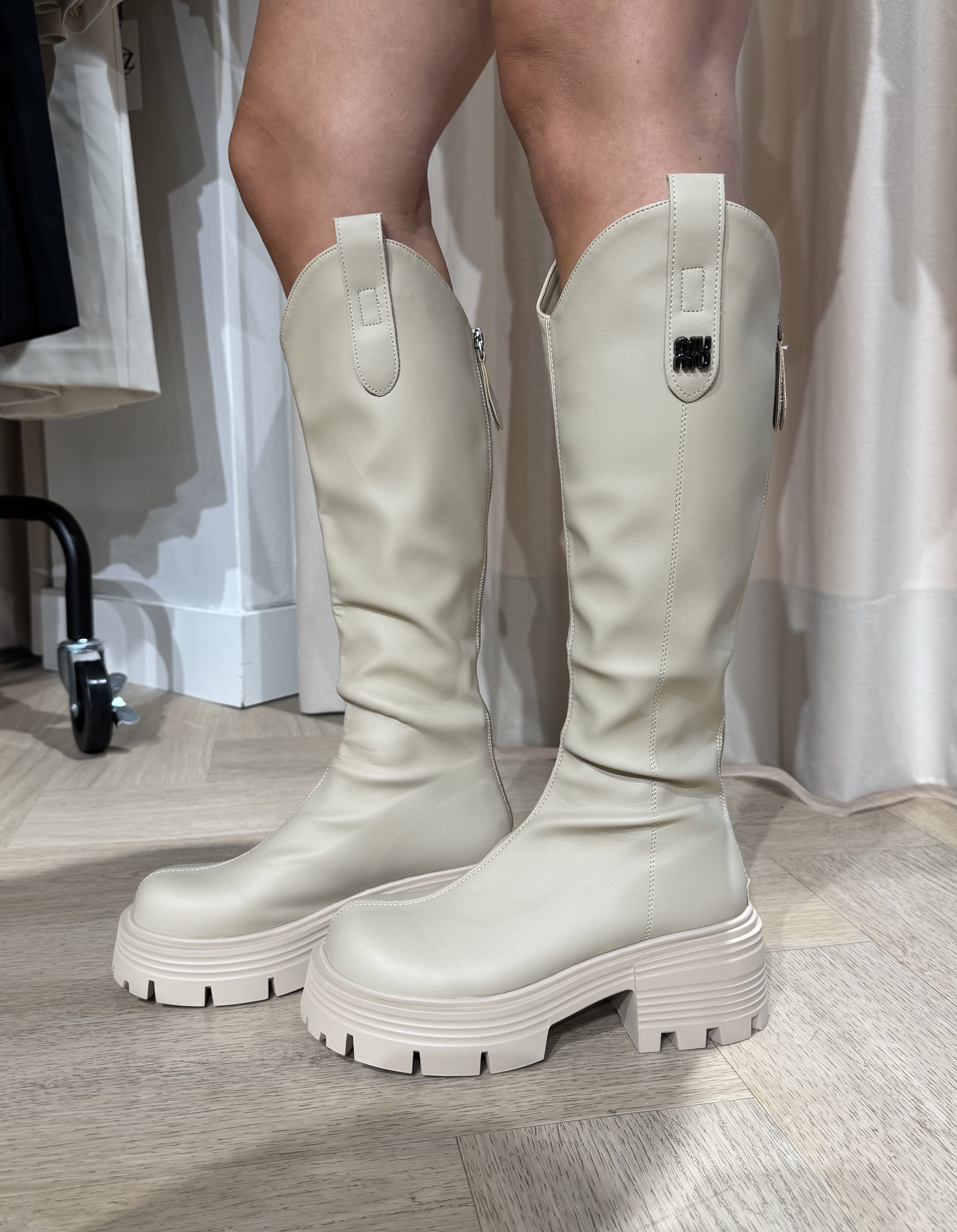 Lederlook laars Beige