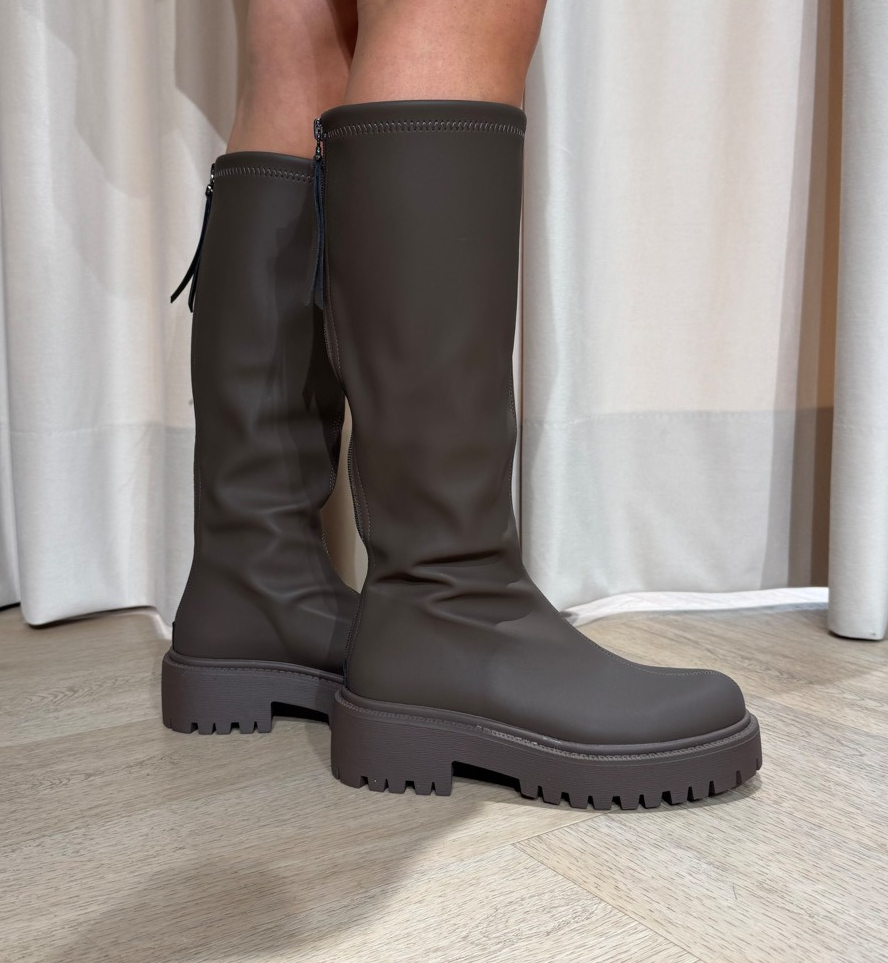 Lederlook laars choco bruin