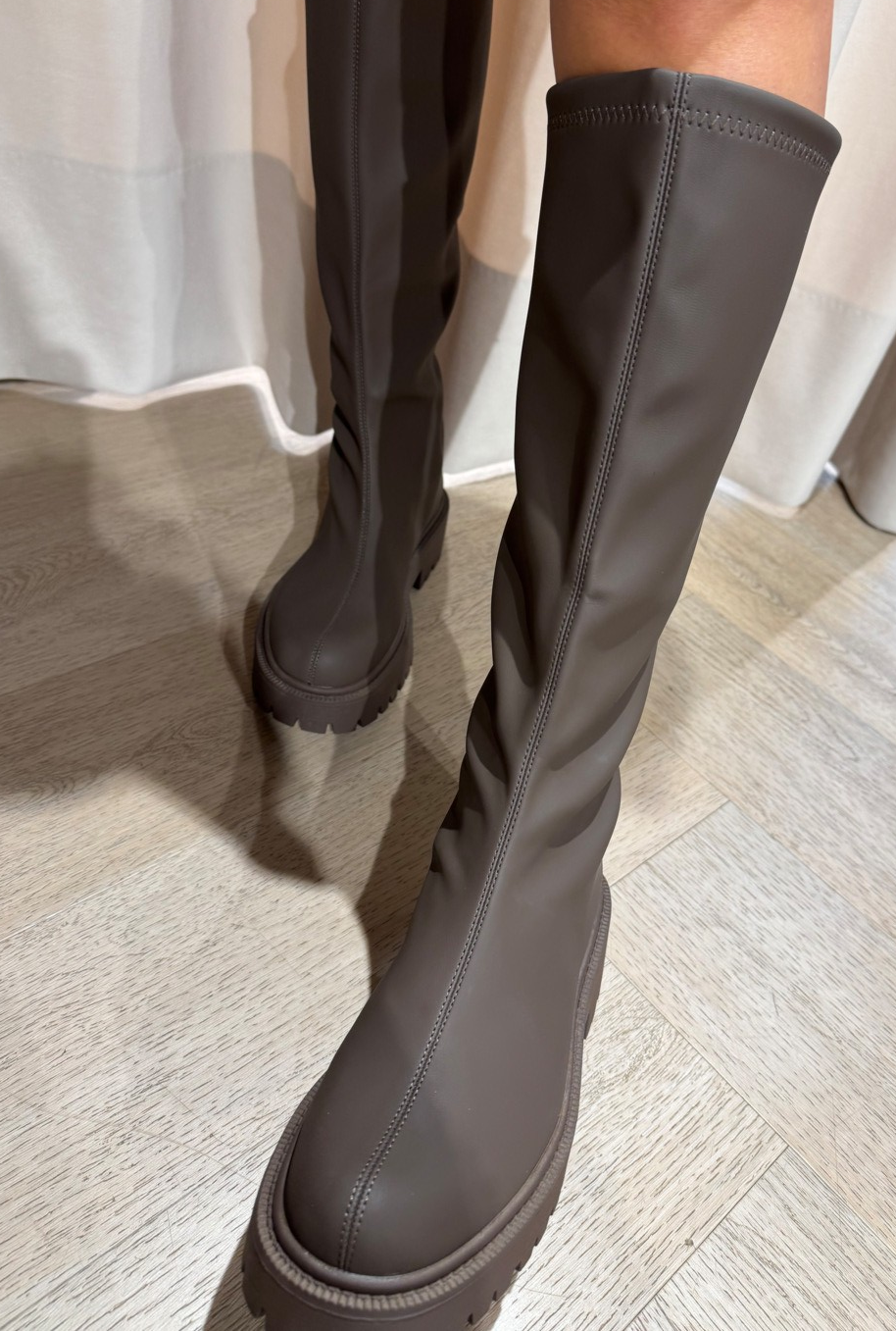Lederlook laars Choco Bruin