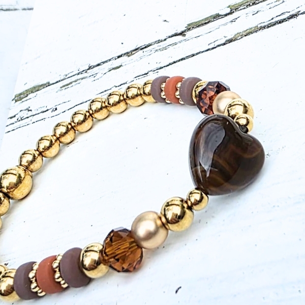 Label Six Kralenarmband brown heart