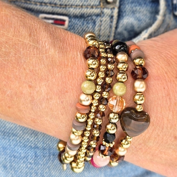 Label Six Kralenarmband brown heart