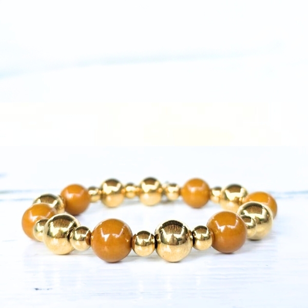 Label Six Kralenarmband Cognac