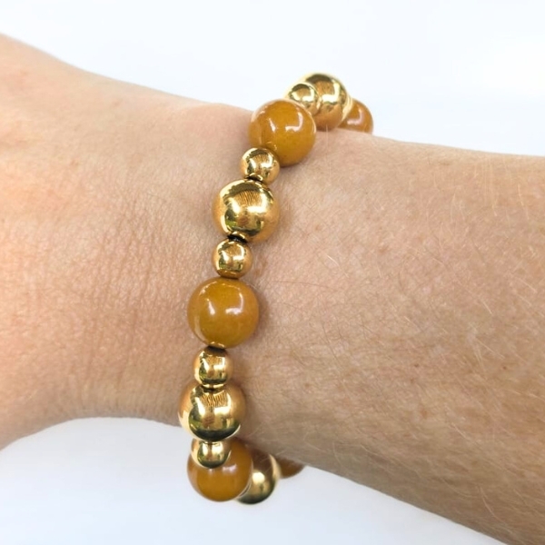 Label Six Kralenarmband Cognac